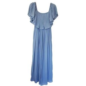 Soieblu Pleated Dress Off Shoulder Elastic Sky Blue‎ Long Womens Sz Small